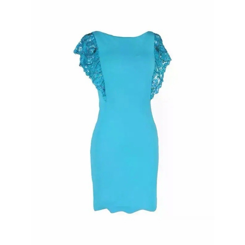 Emilio Pucci Women's 40 Us 10 Turquoise Blue Ruffle Sleeve Mini Dress Italy